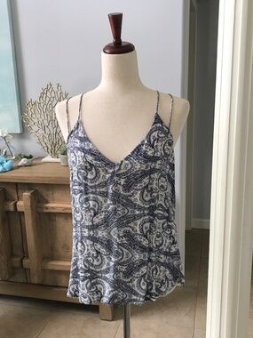 Lovestitch Spaghetti Strap Tank in Navy Print Size M